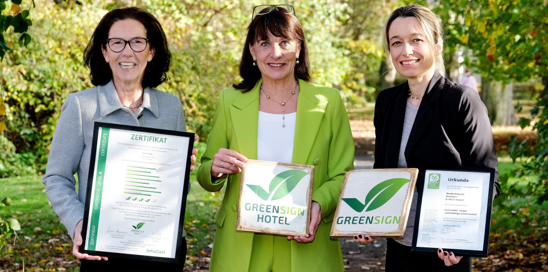 v.l.n.r. Susanne Kiefer (Hoteldirektorin Hotel Gude), Corinna Rolle-Semper (Leitung GenoHotel Baunatal), Jasmin Ohlendorf (Assistentin der Geschäftsführung Hotel Renthof) © Kassel Marketing GmbH
